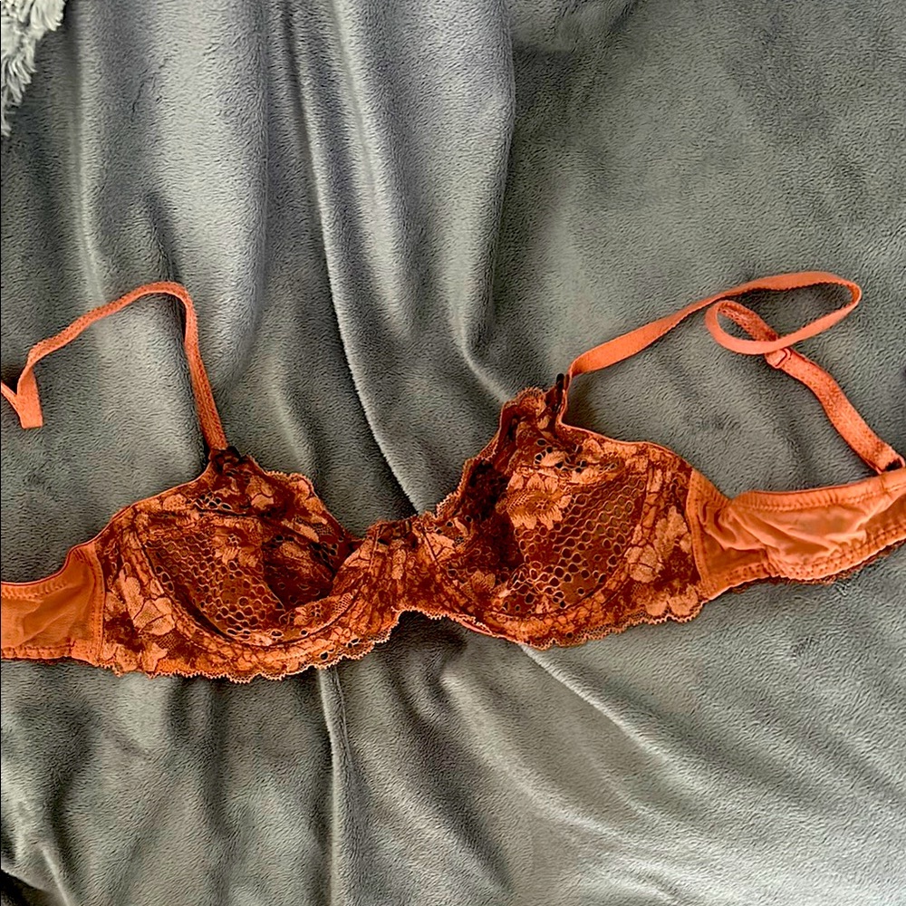 Lace Underwire Bra in Rust Orange